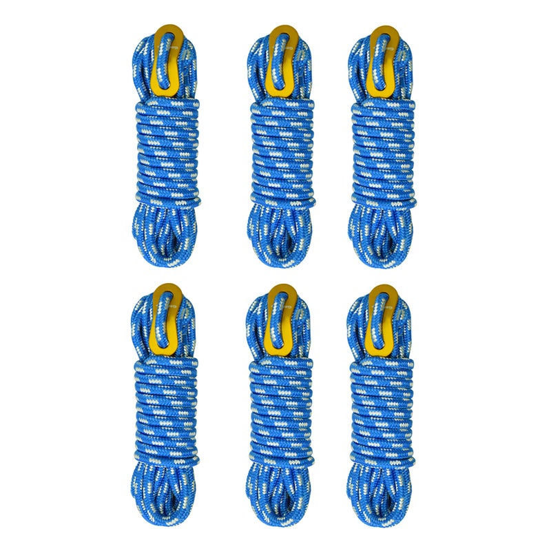 GEERTOP 6 Pack 5 mm Outdoor Guy Lines Tent Cords Lightweight Camping Rope with Aluminum Guylines Adjuster Tensioner for Camp Tent Tarp, Canopy Shelter, Hiking, Backpacking Blue - Image 1